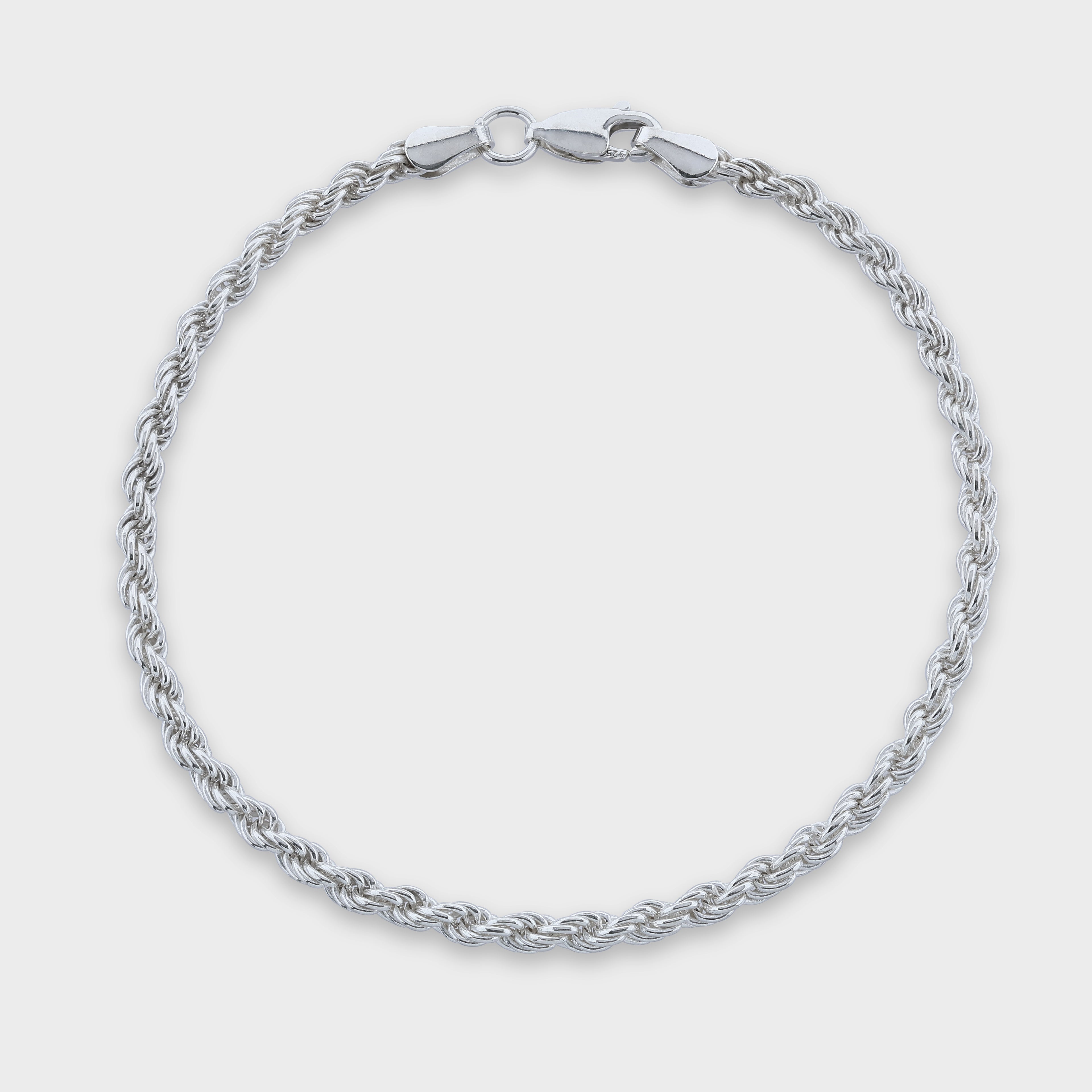 Monarch Rope Silver Bracelet On a light grey background