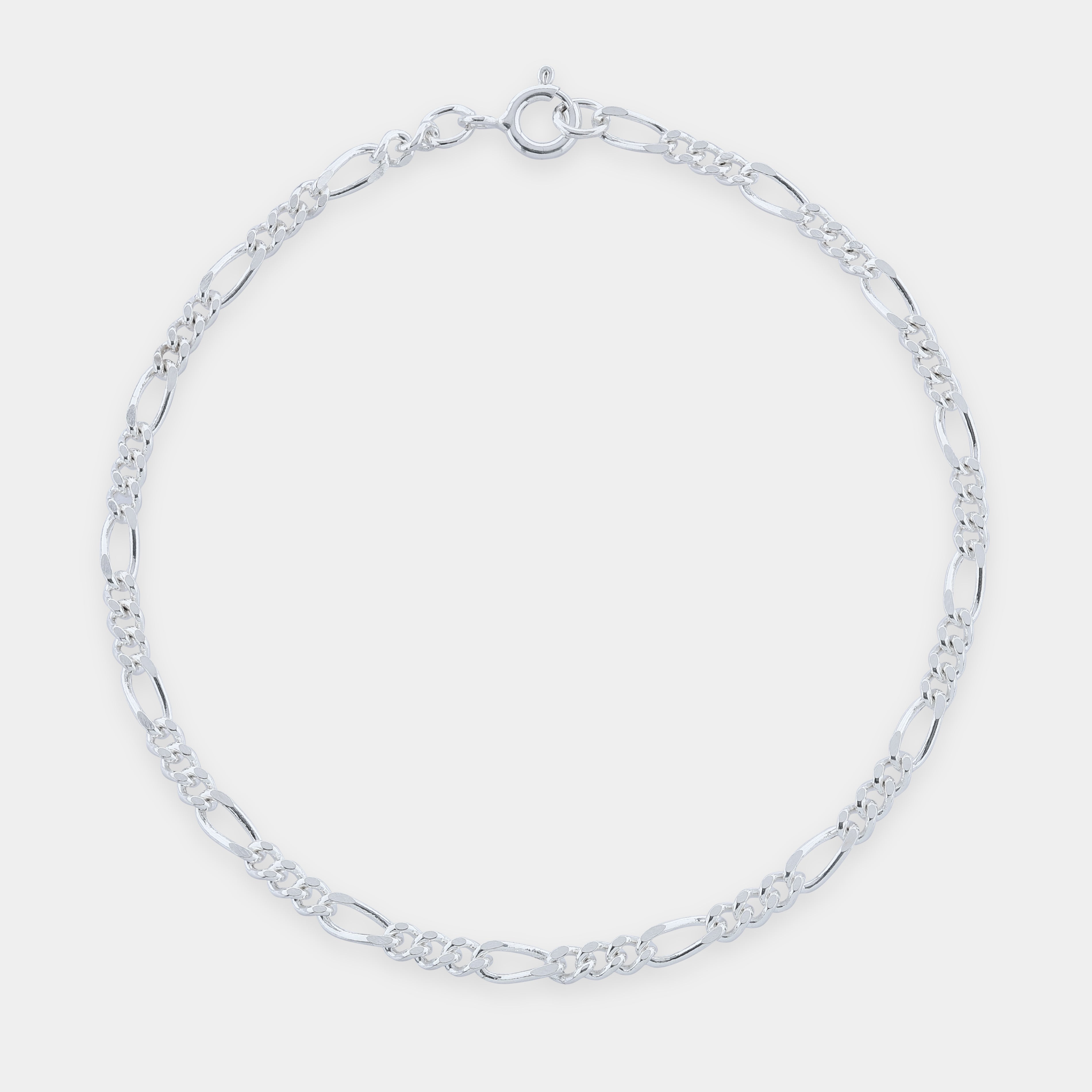 Silver Monarch Figaro Bracelet with a light grey background. 